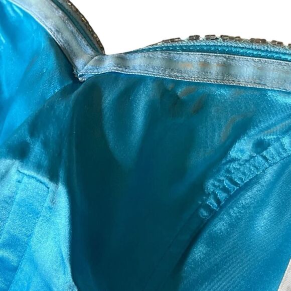 Davids Bridal Beaded Strapless Blue Dress Prom Flower Girl Gown Corset Tulle 0 - Picture 12 of 12